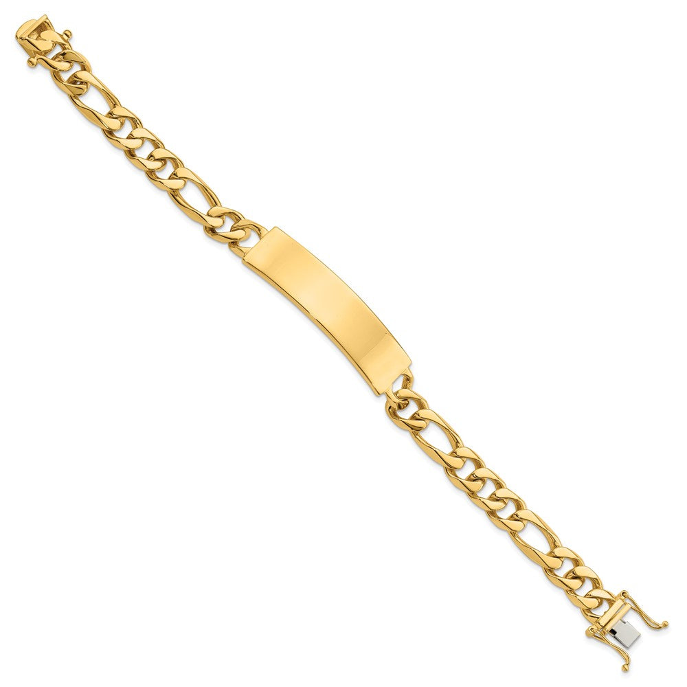 14k Polished Solid Chain/Solid Plate Figaro Link 47x Plate ID Bracelet