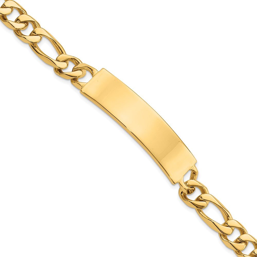 14k Polished Solid Chain/Solid Plate Figaro Link 47x Plate ID Bracelet