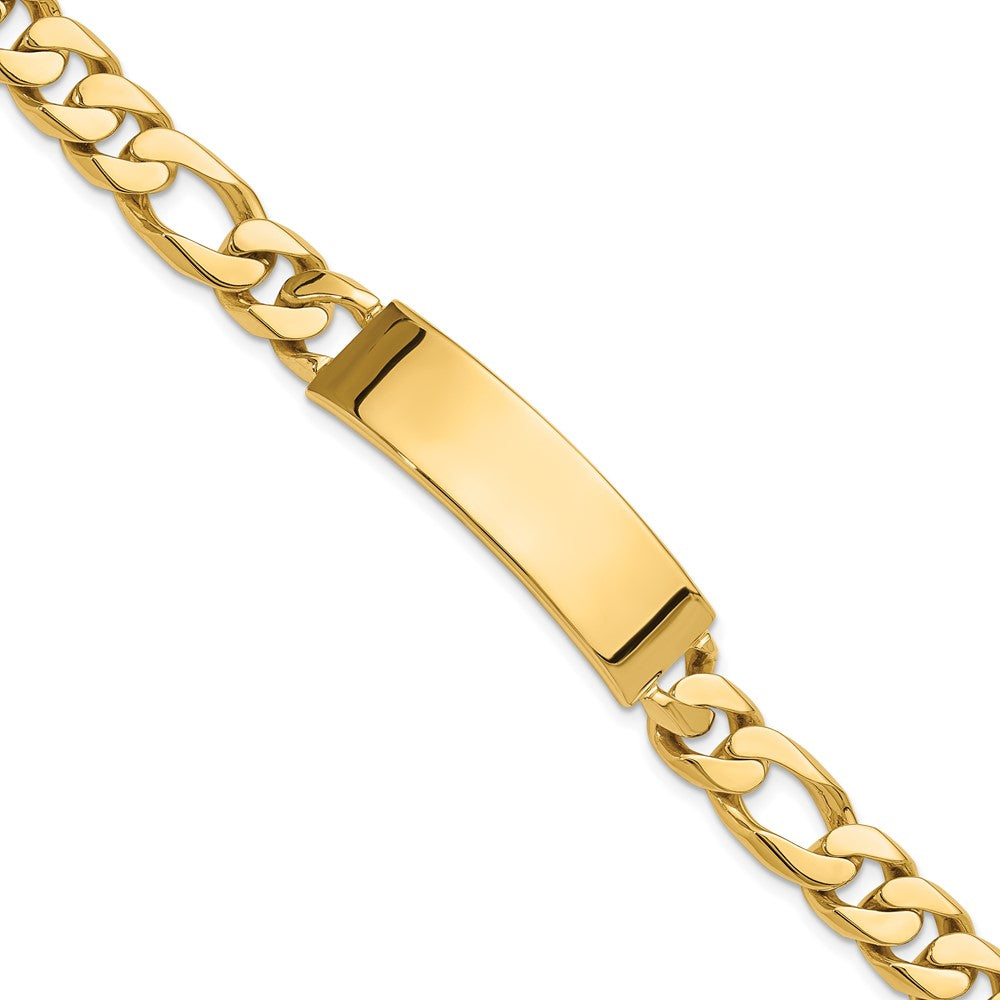 14k Hand-polished Solid Chain/Solid Plate Figaro Link 48x Plate ID Bracelet