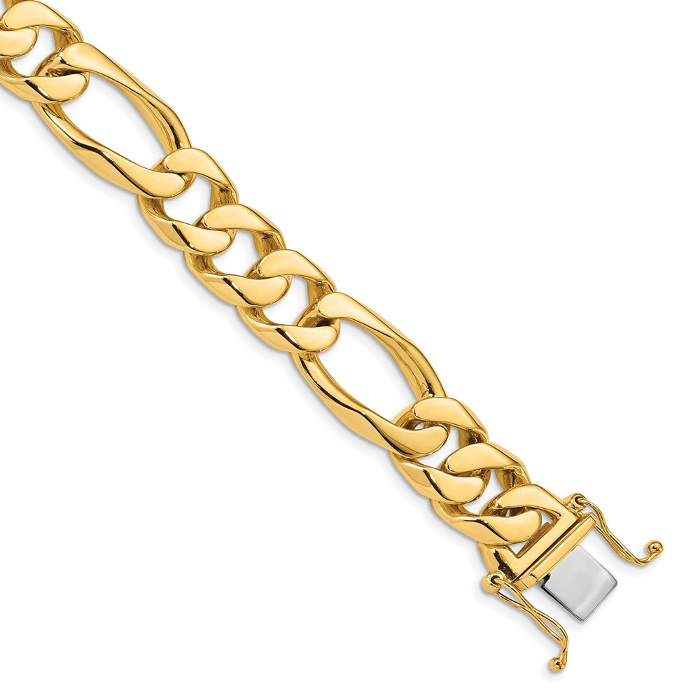 14K Hand Polished Figaro Link with Box Catch Bracelet