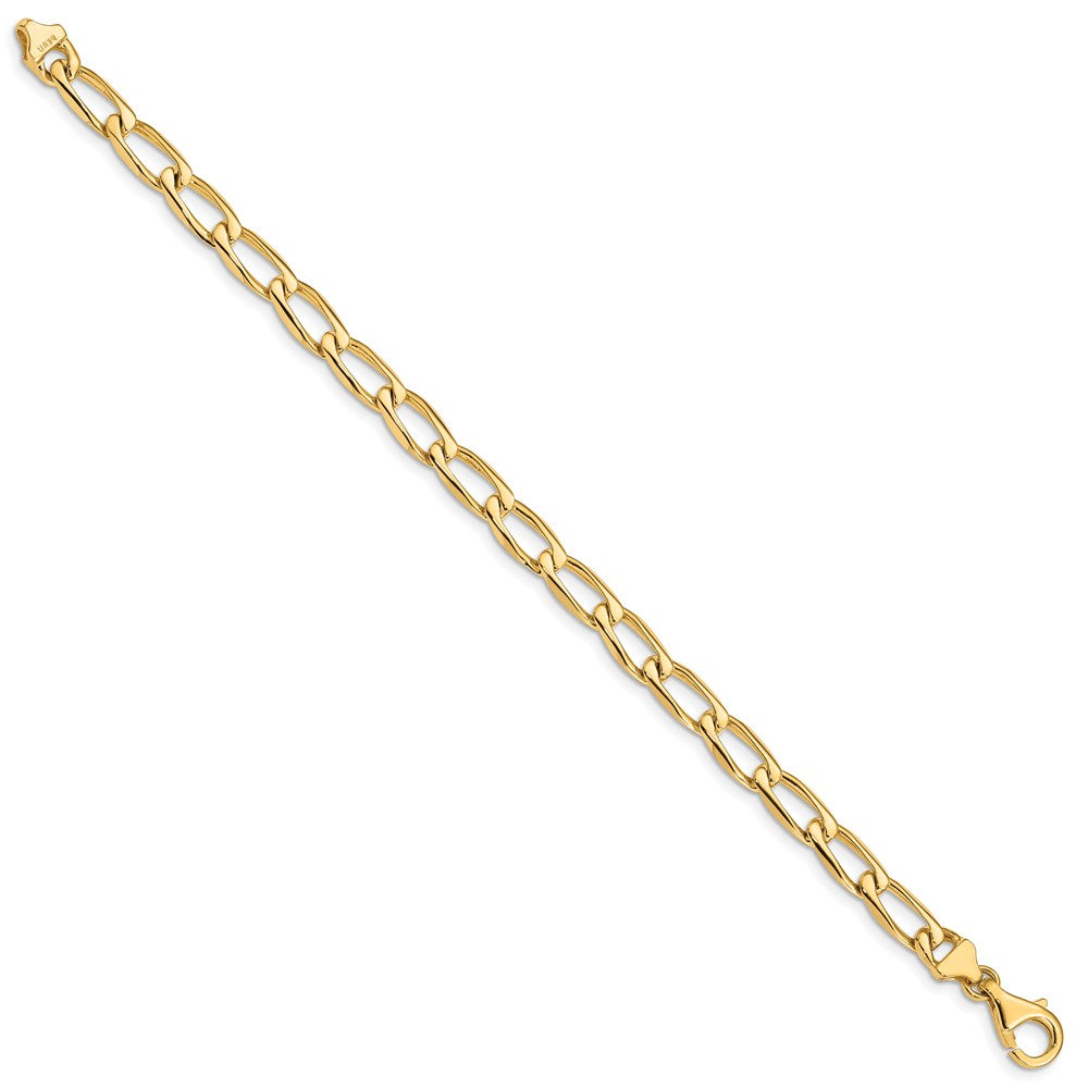 14K Hand Polished Fancy Open Link with Fancy Lobster Clasp Bracelet