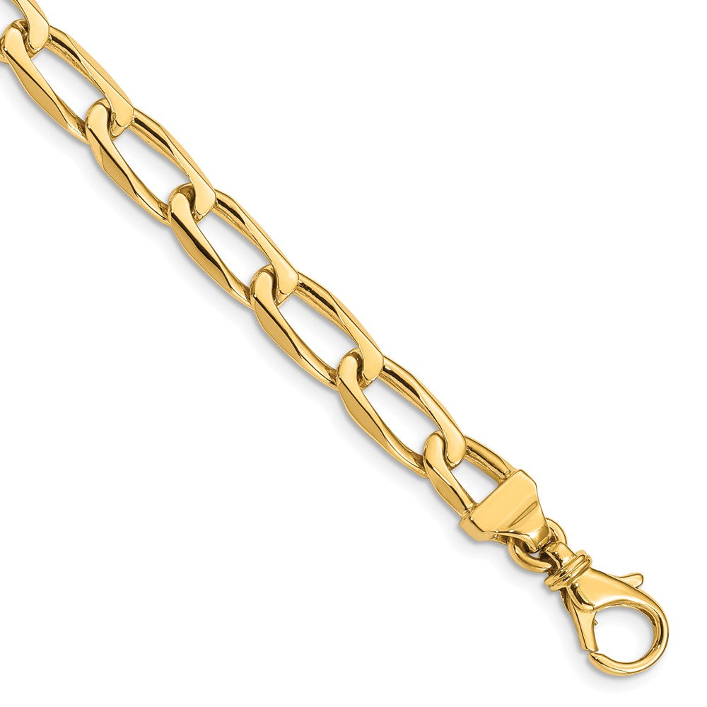 14K Hand Polished Fancy Open Link with Fancy Lobster Clasp Bracelet