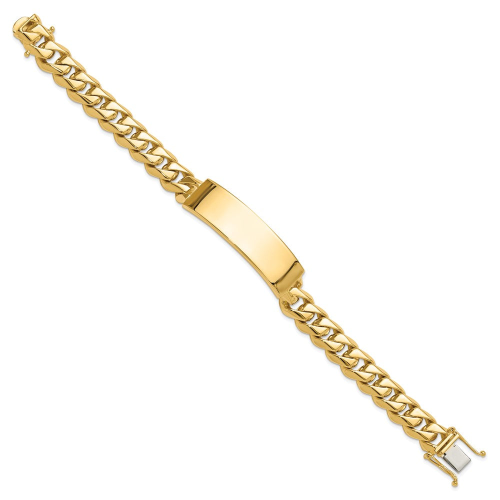 14k Hand-polished Solid Chain/Solid Plate Curb Link 48x Plate ID Bracelet