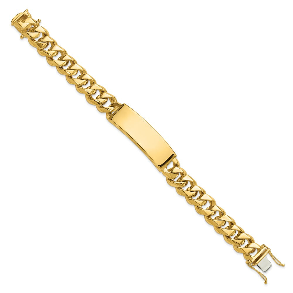 14k Hand-polished Solid Chain/Solid Plate Curb Link 48x Plate ID Bracelet