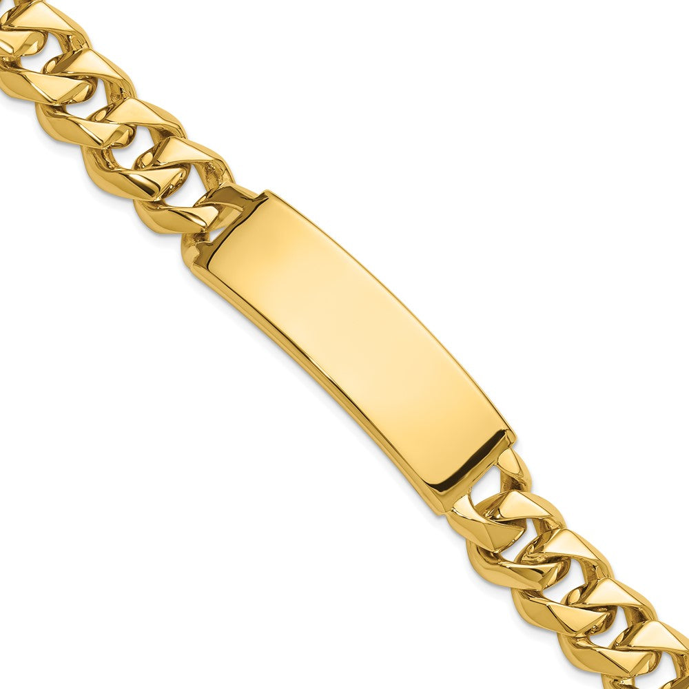 14k Hand-polished Solid Chain/Solid Plate Curb Link 48x Plate ID Bracelet