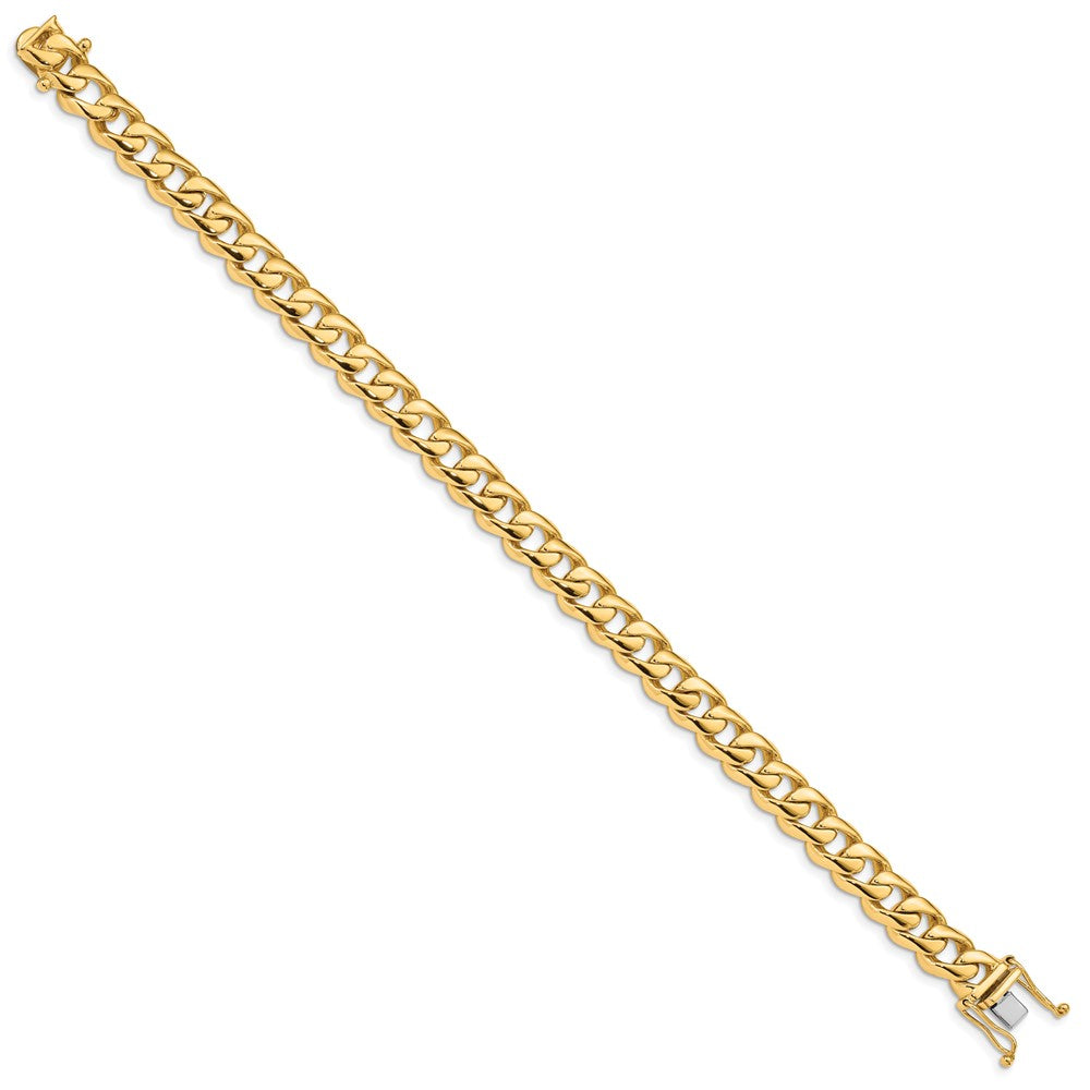 14K 8 inch 8.4mm Hand Polished Rounded Curb Link with Box Catch Clasp Bracelet