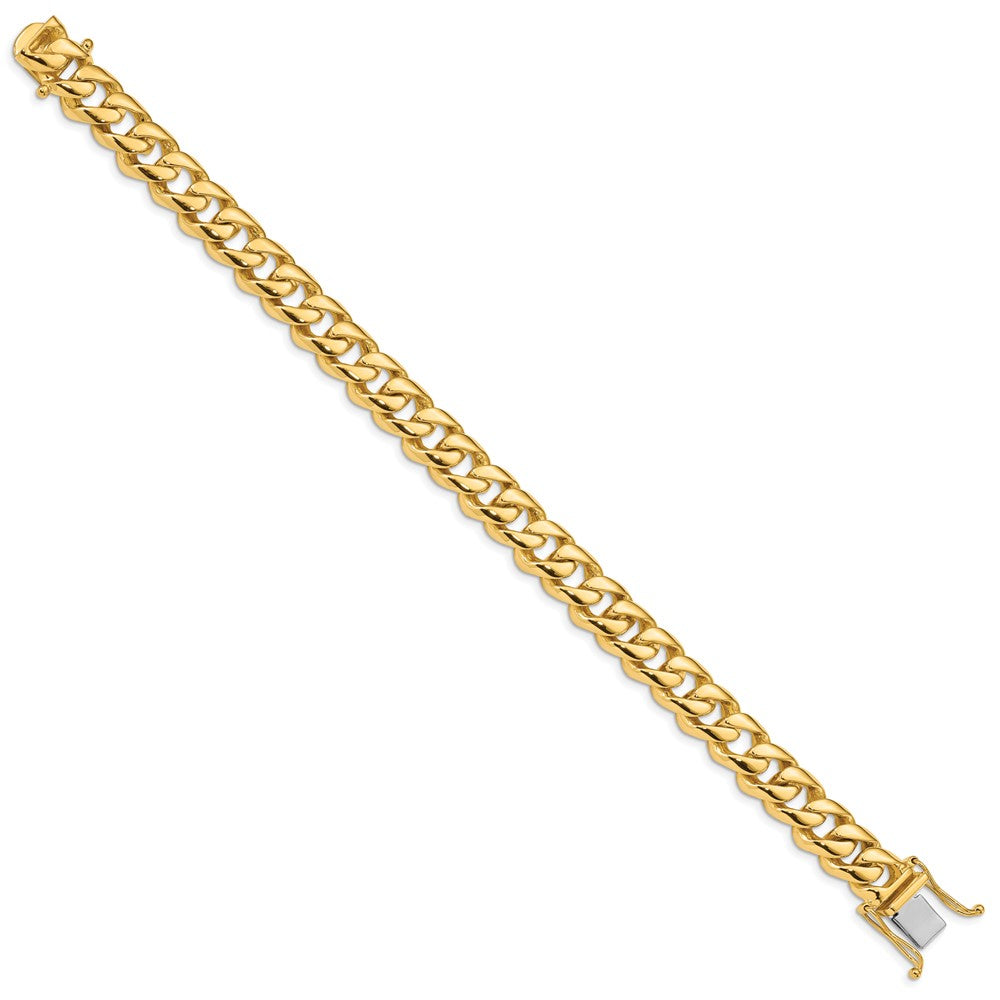 14K 8 inch 9.6mm Hand Polished Rounded Curb Link with Box Catch Clasp Bracelet