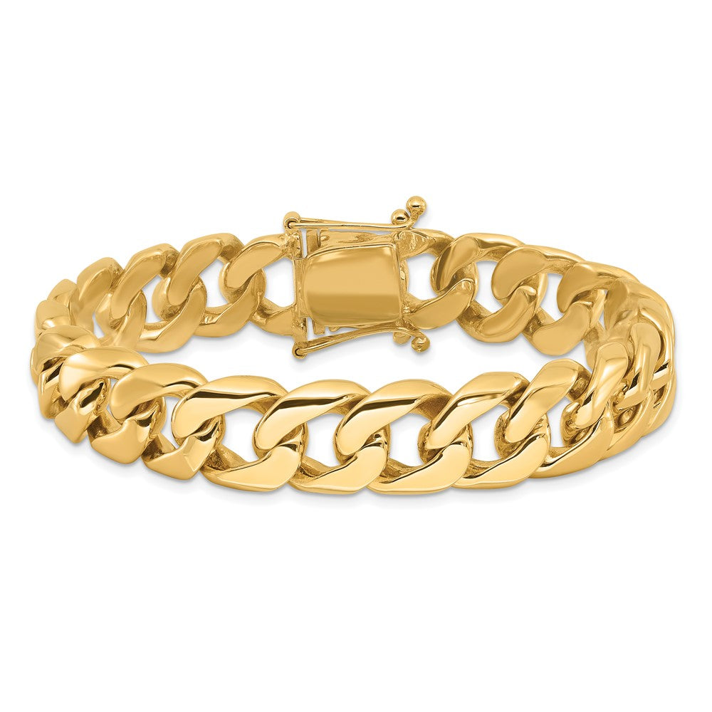 14K Hand Polished Rounded Curb Link with Box Catch Clasp Chain