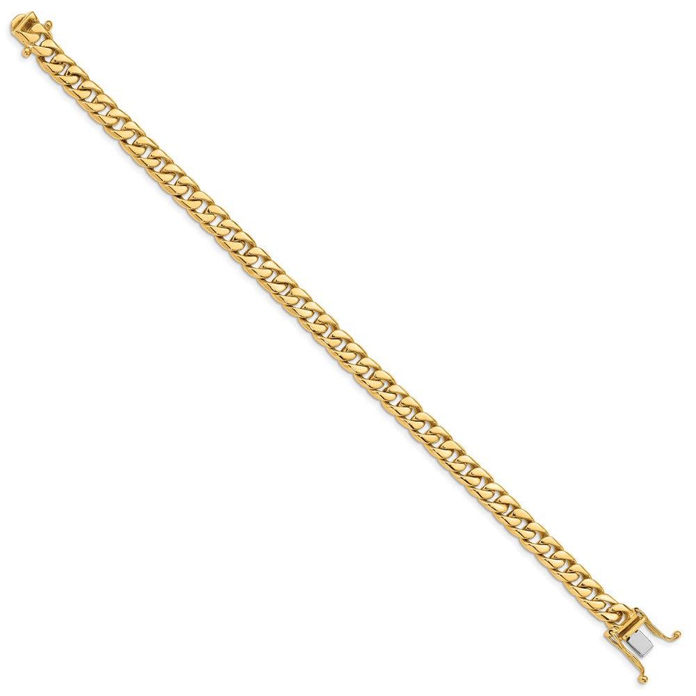 14K Hand Polished Flat Beveled Curb Link with Box Catch Clasp Bracelet