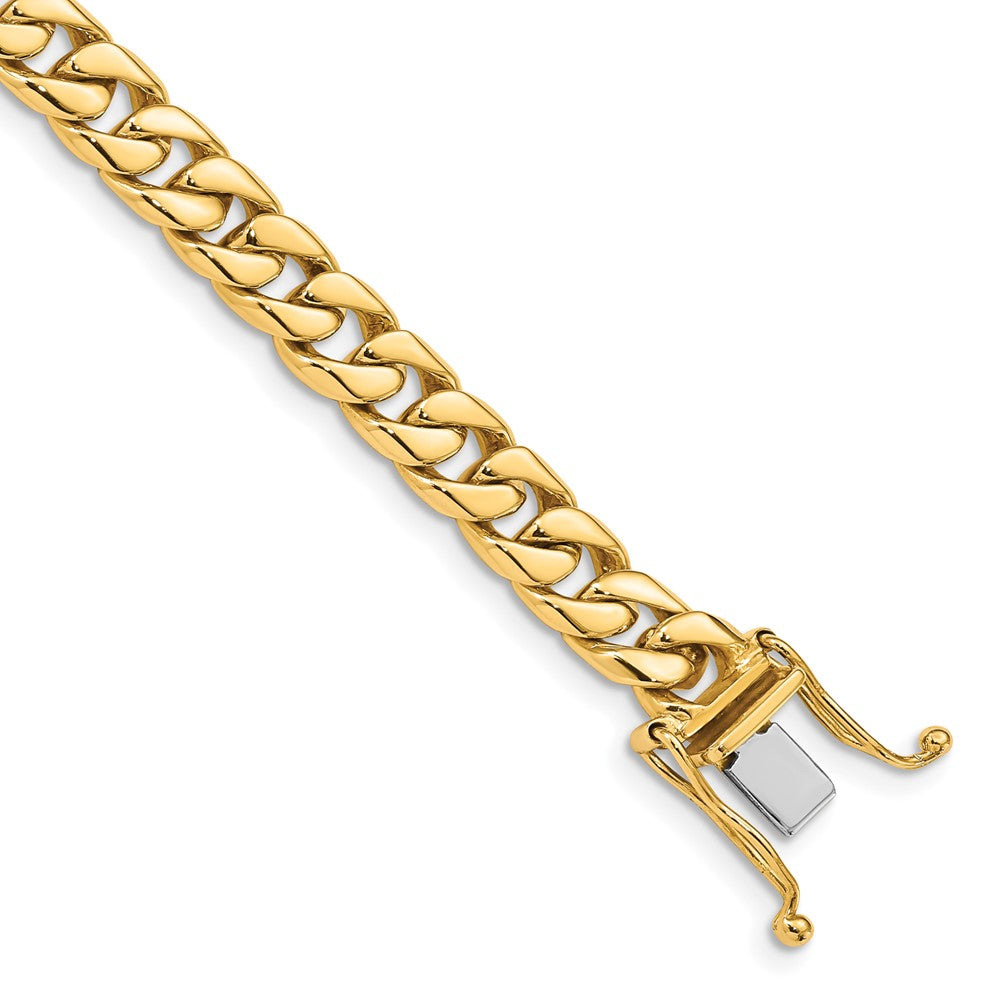 14K Hand Polished Flat Beveled Curb Link with Box Catch Clasp Bracelet