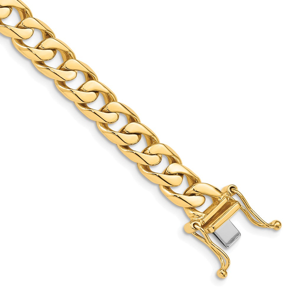 14K Hand Polished Flat Beveled Curb Link with Box Catch Clasp Bracelet