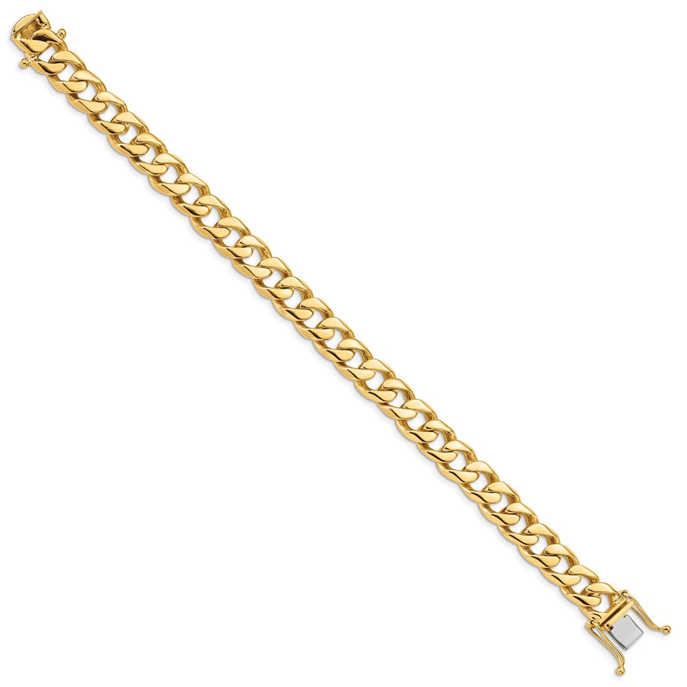 14K Hand Polished Flat Beveled Curb Link with Box Catch Clasp Chain