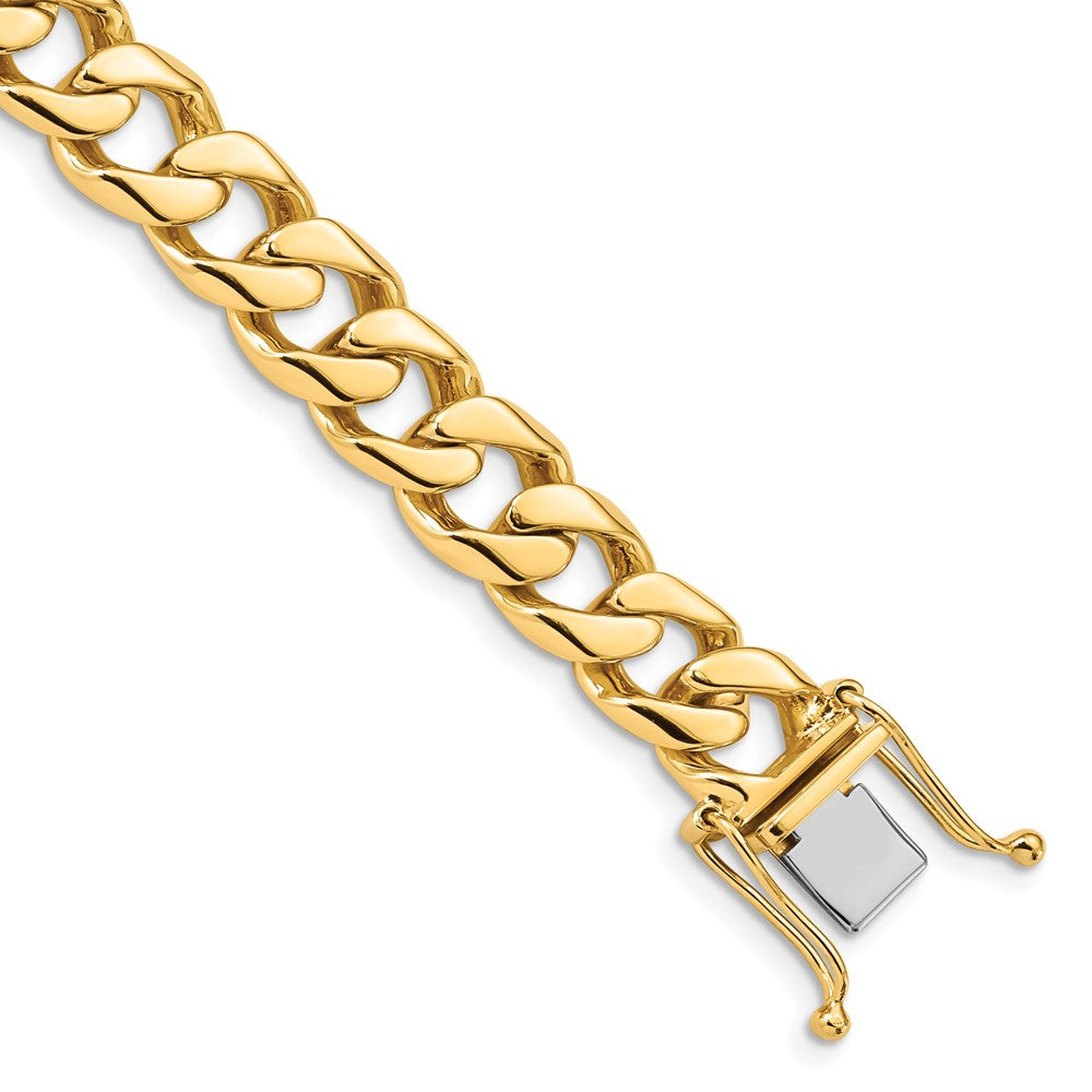 14K Hand Polished Flat Beveled Curb Link with Box Catch Clasp Bracelet