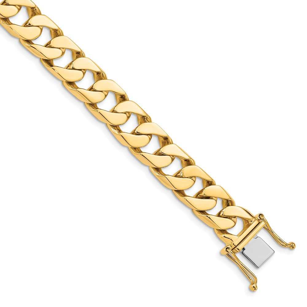 14K Hand Polished Flat Beveled Curb Link with Box Catch Clasp Bracelet