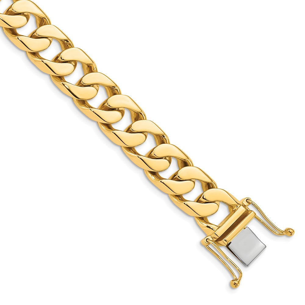 14K Hand Polished Flat Beveled Curb Link with Box Catch Clasp Bracelet