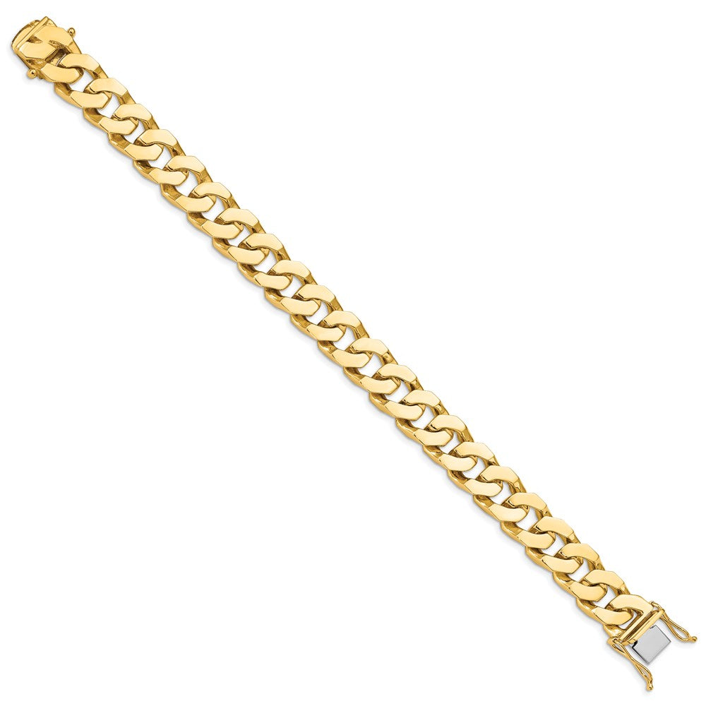 14K 8 inch 11.6mm Hand Polished Fancy Link with Box Catch Bracelet