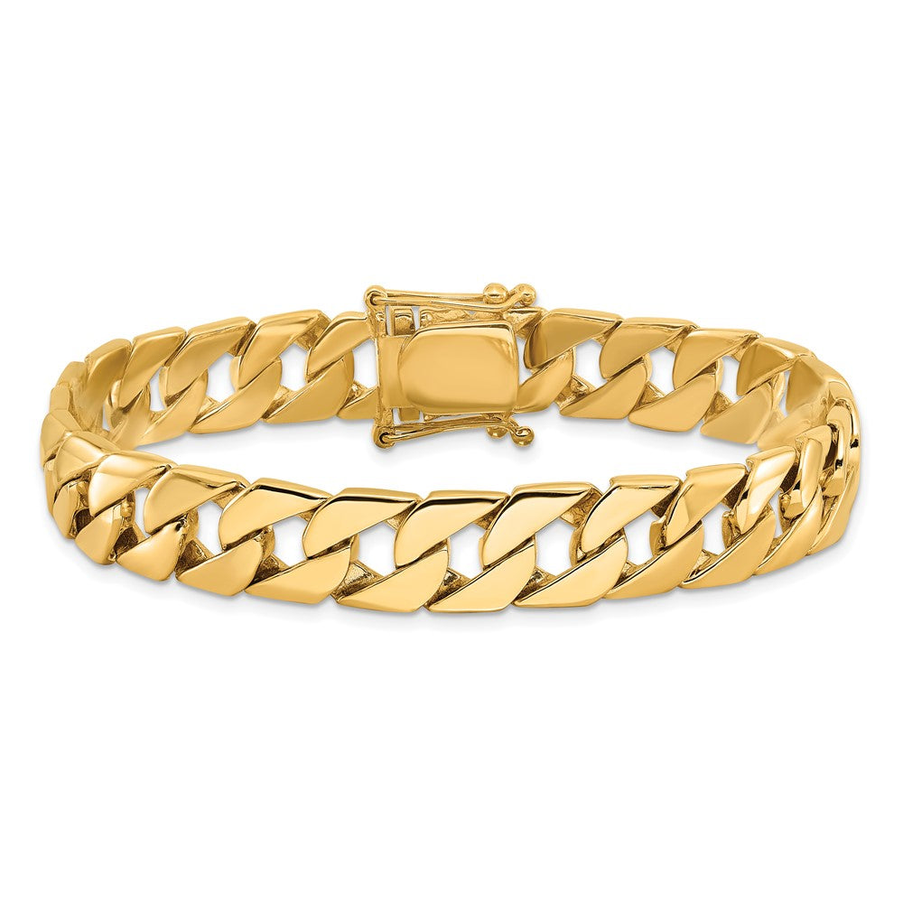 14K 9 inch 10.2mm Hand Polished Fancy Link with Box Catch Bracelet