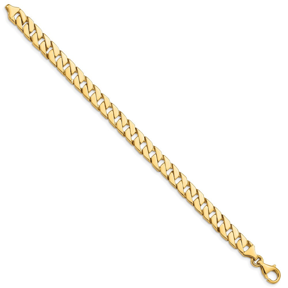 14K 7 inch 7.4mm Hand Polished Fancy Link with Fancy Lobster Clasp Bracelet