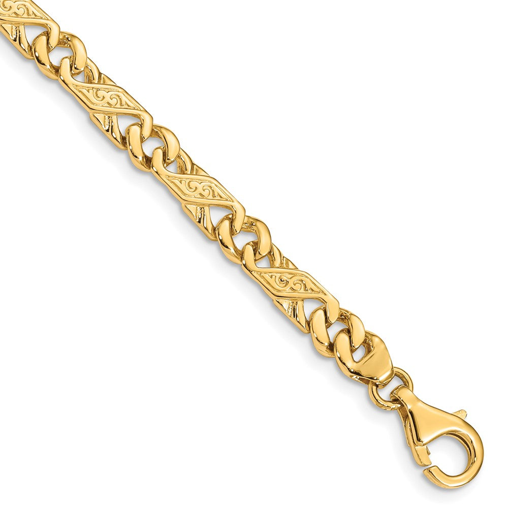 14K Hand Polished Fancy Link with Fancy Lobster Clasp Bracelet