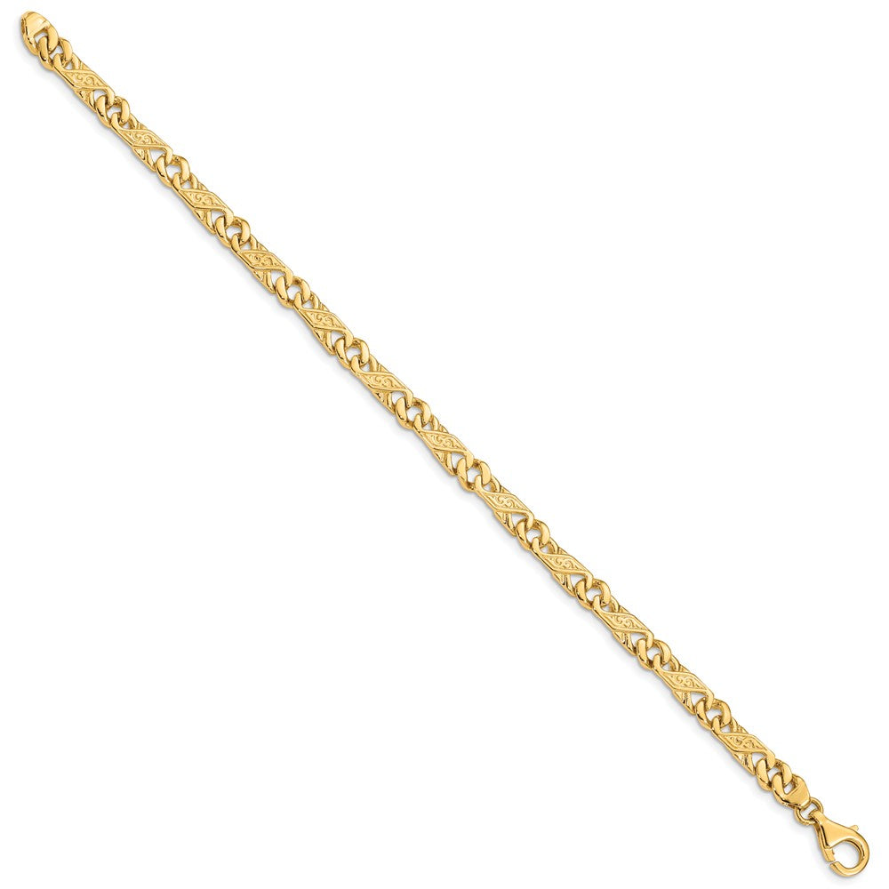 14K 8 inch 5.5mm Hand Polished Fancy Link with Fancy Lobster Clasp Bracelet