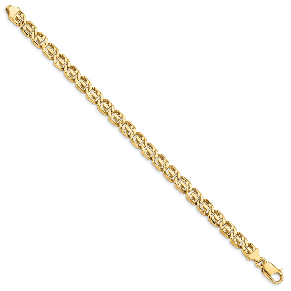 14K Hand Polished Fancy Link with Lobster Clasp Bracelet