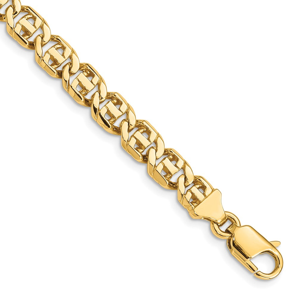 14K 9 inch 6.75mm Hand Polished Fancy Link with Lobster Clasp Bracelet