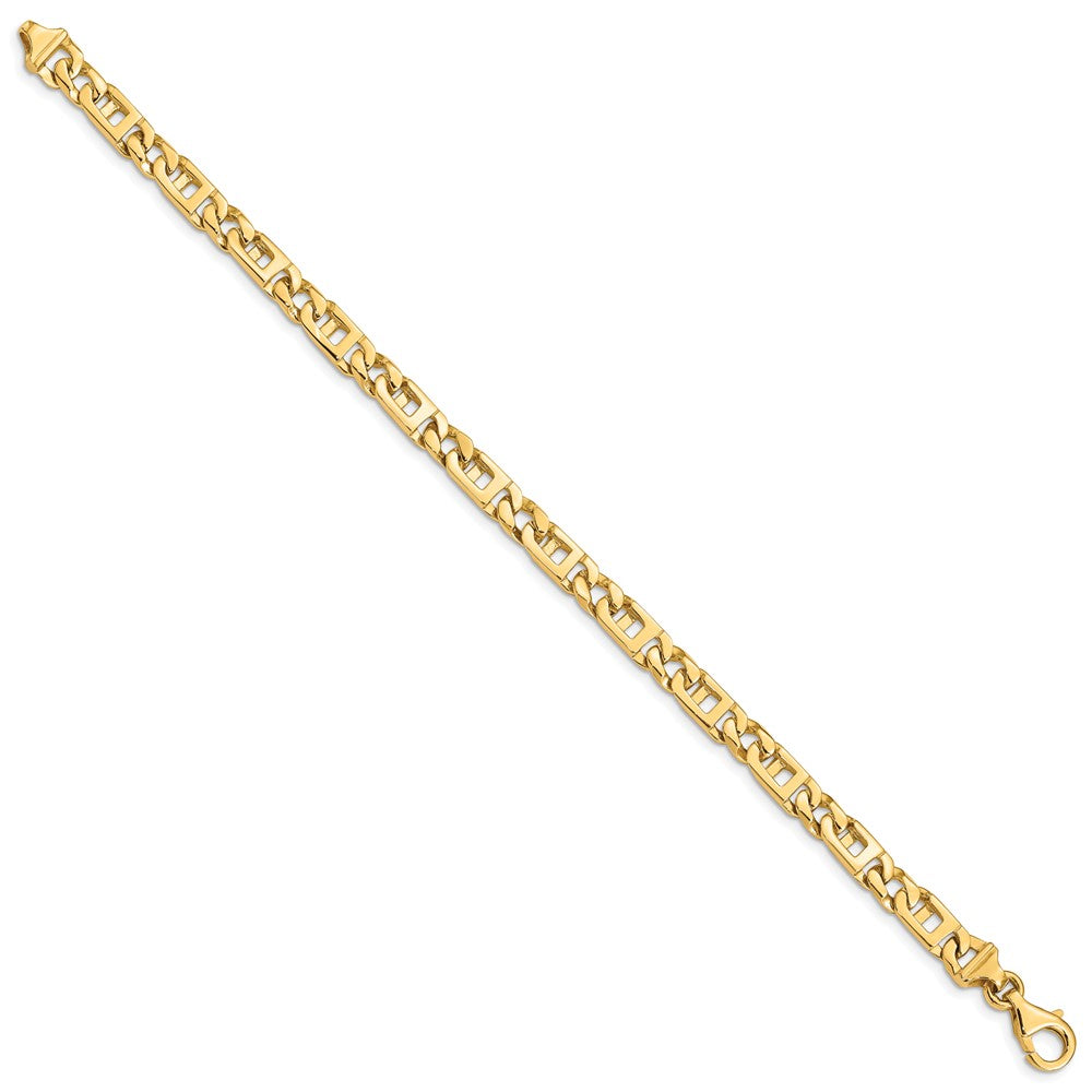 14K Hand Polished Fancy Link with Fancy Lobster Clasp Bracelet