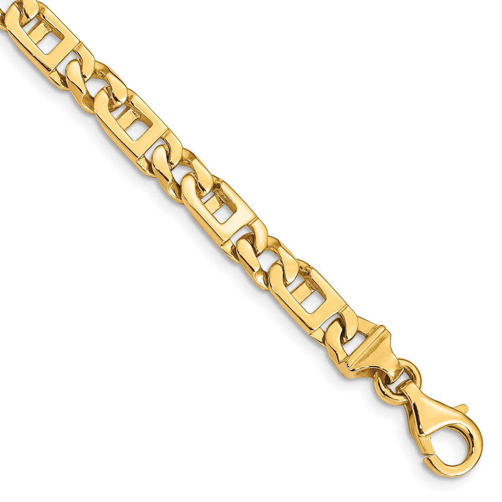 14K Hand Polished Fancy Link with Fancy Lobster Clasp Bracelet