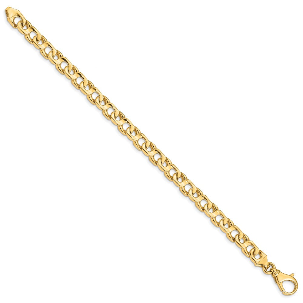 14K 8 inch 7.4mm Hand Polished Fancy Link with Fancy Lobster Clasp Bracelet