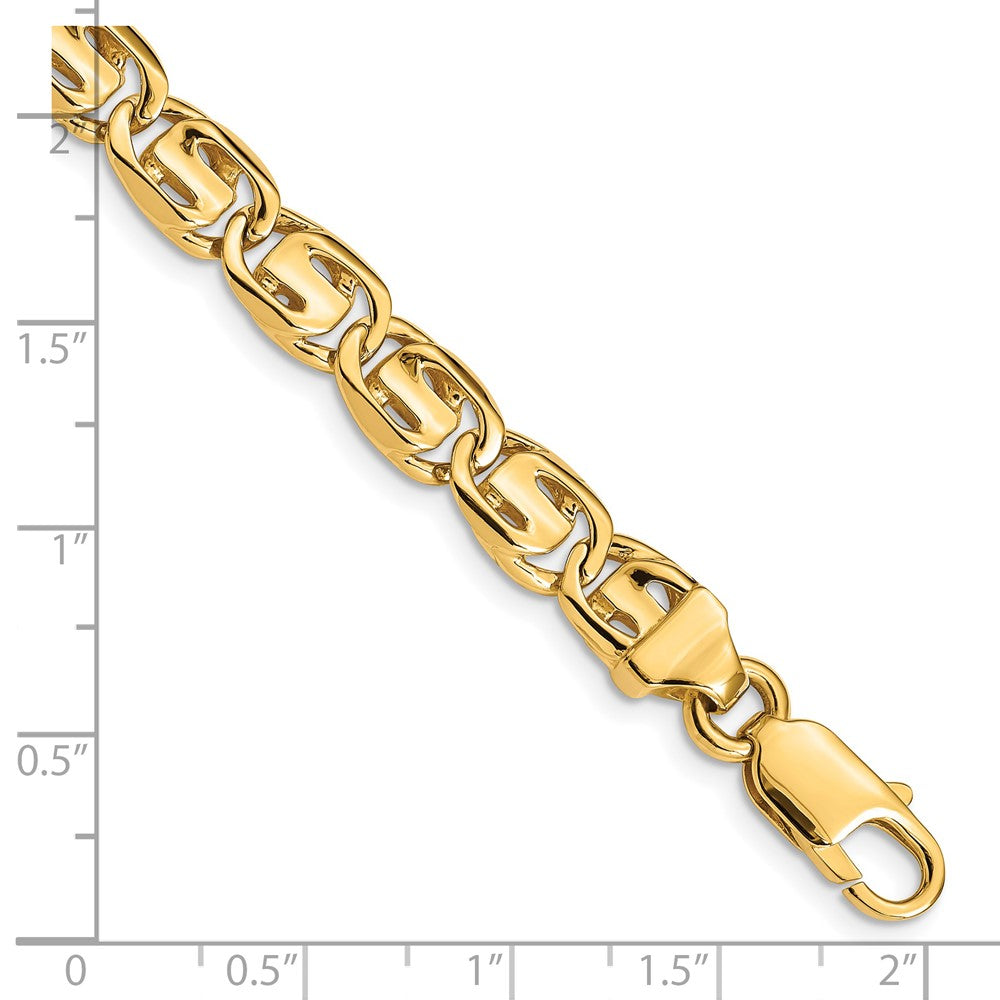 14K Hand Polished Fancy Link with Lobster Clasp Bracelet