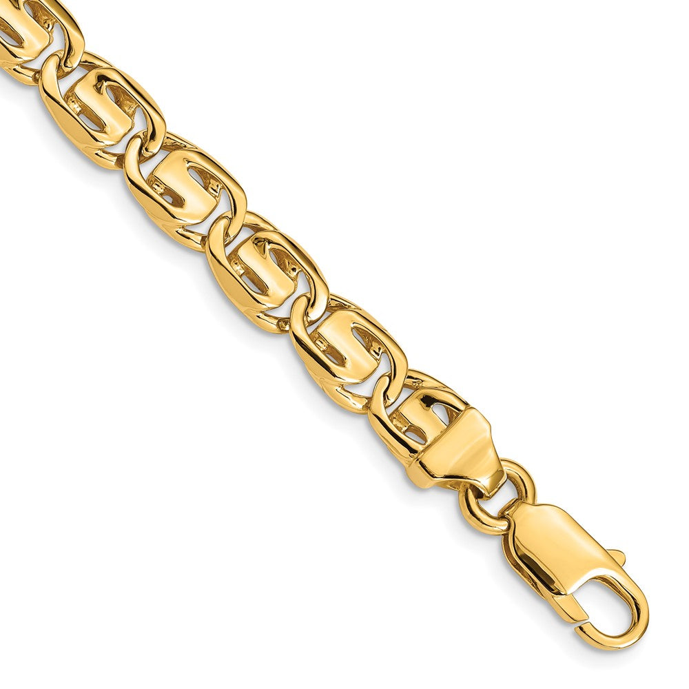 14K Hand Polished Fancy Link with Lobster Clasp Bracelet