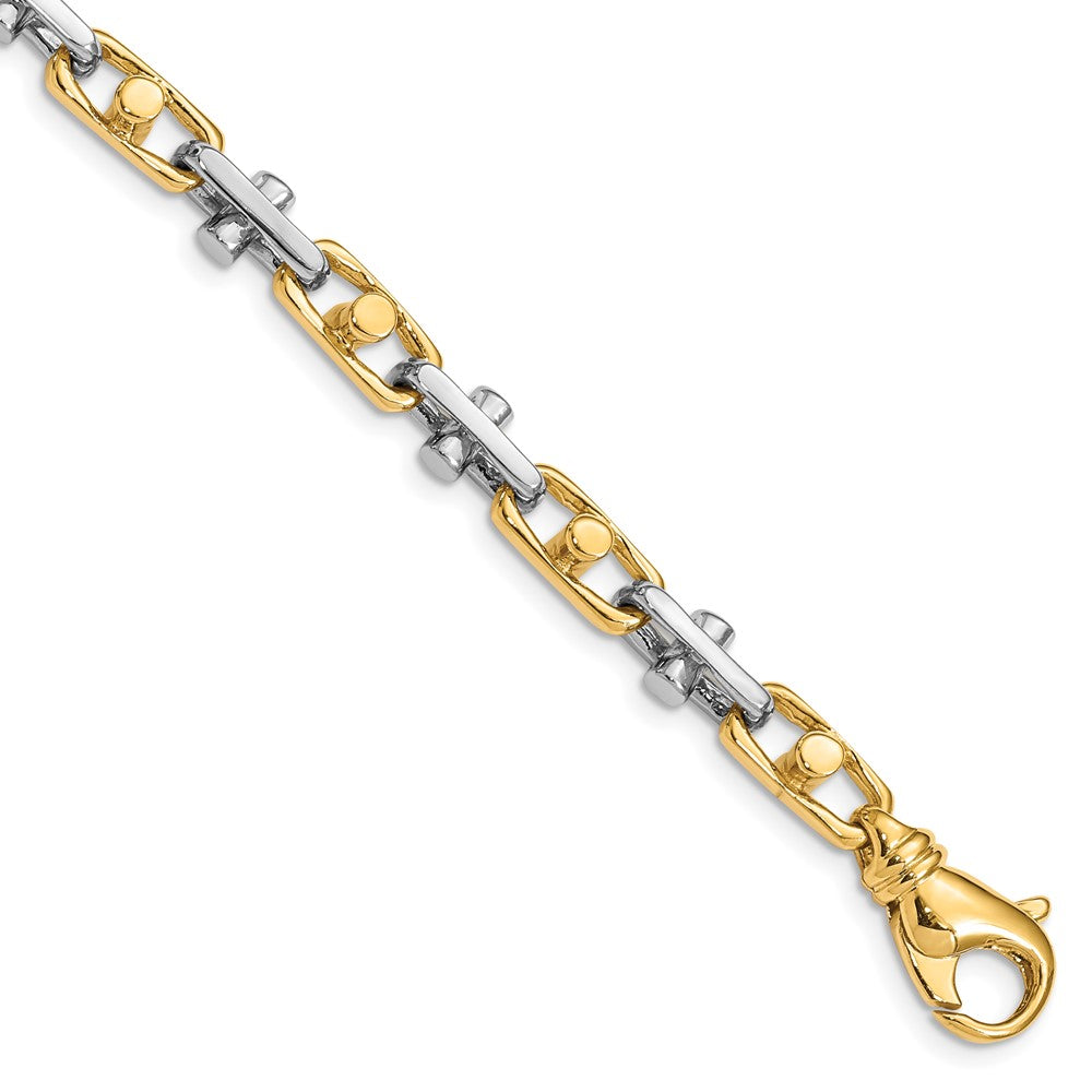 14K Two-tone Hand Polished Fancy Link with Fancy Lobster Clasp Chain