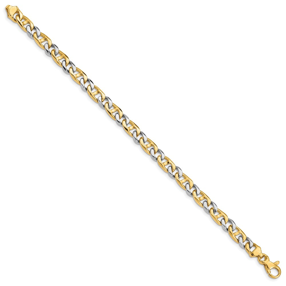 14K Two-tone 7 inch 5.6mm Hand Polished Fancy Link with Fancy Lobster Clasp Bracelet