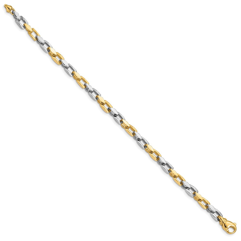 14K Two-tone 7 inch 4.5mm Hand Polished Fancy Link with Fancy Lobster Clasp Bracelet