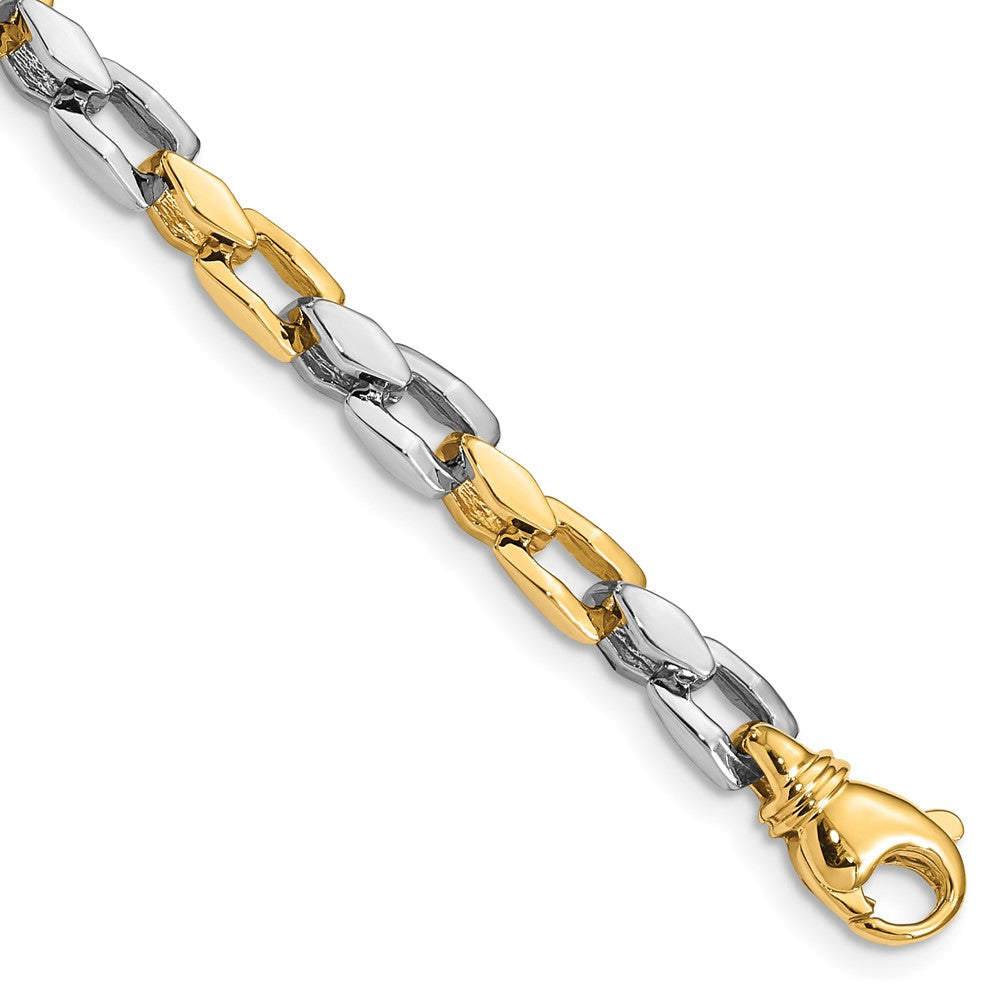 14K Two-tone Hand Polished Fancy Link with Fancy Lobster Clasp Chain