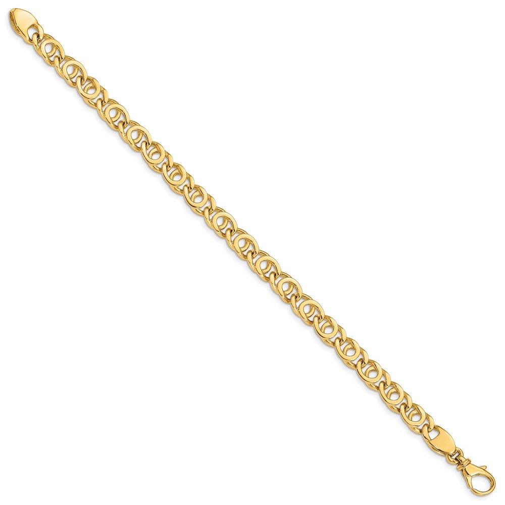 14K Hand Polished Fancy Link with Fancy Lobster Clasp Bracelet