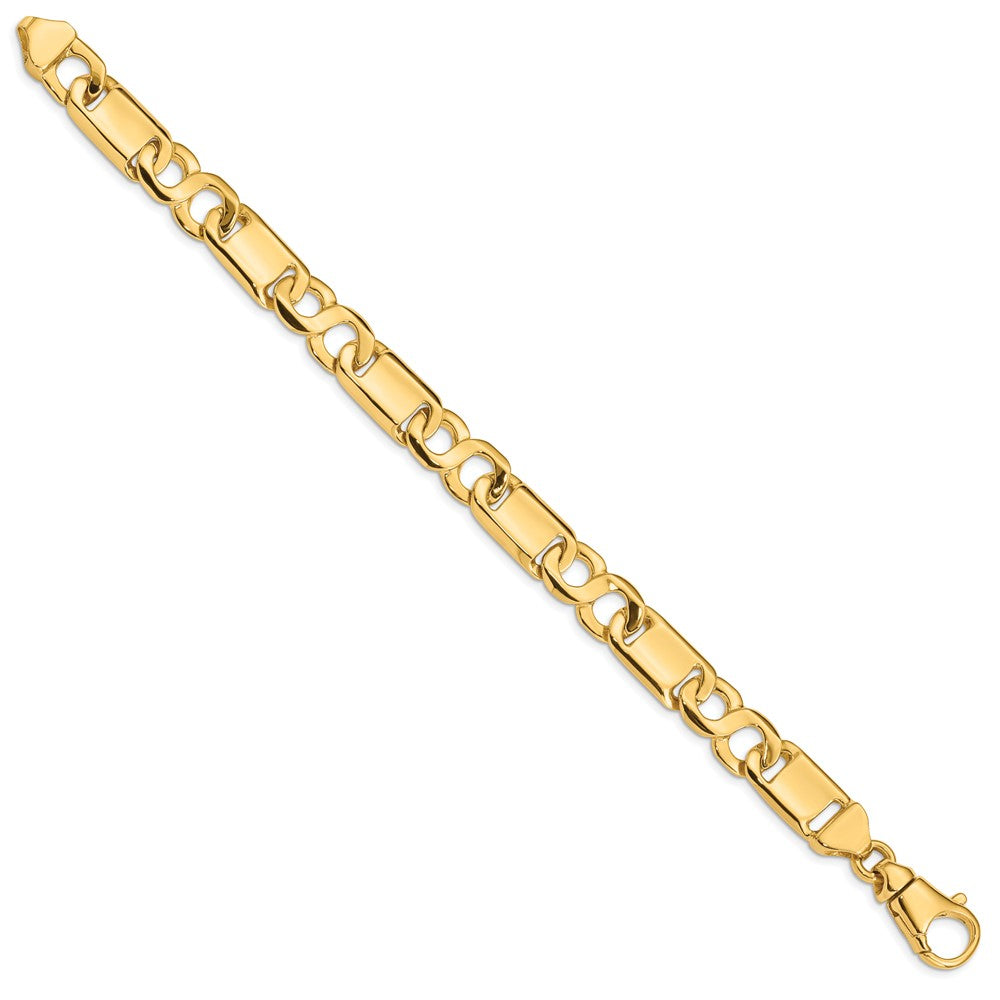 14K 8.5 inch 10.4mm Hand Polished Fancy Link with Fancy Lobster Clasp Bracelet