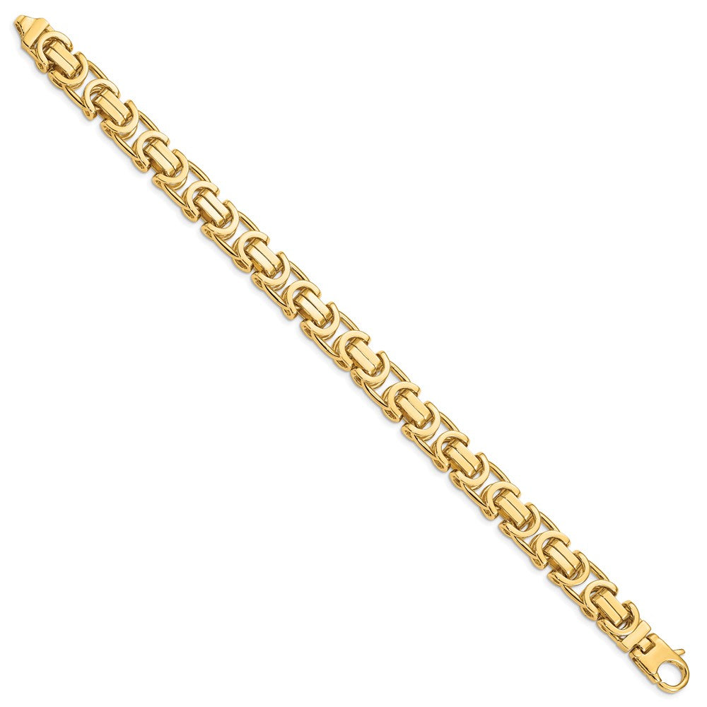 14K 8.5 inch 10.1mm Hand Polished Byzantine Link with Lobster Clasp Bracelet