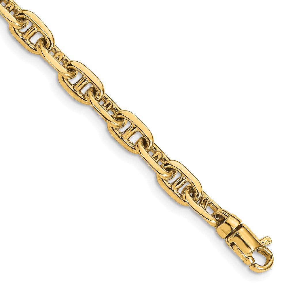 14K Hand Polished Fancy Link with Lobster Clasp Bracelet