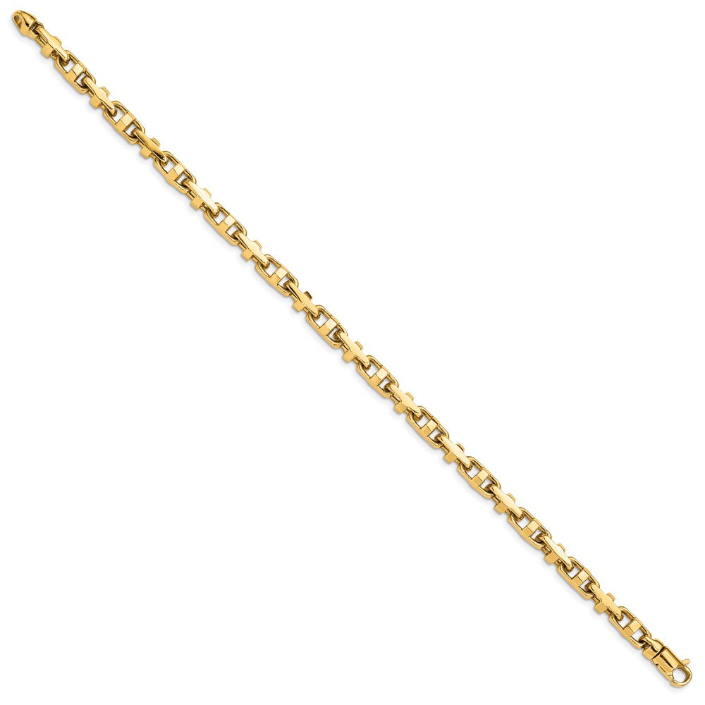 14K Hand Polished Fancy Link with Lobster Clasp Bracelet