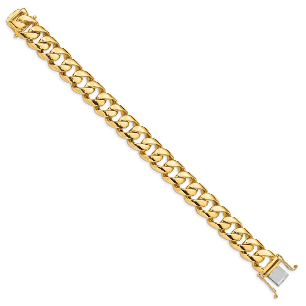 14K 9 inch 16.15mm Hand Polished Fancy Link with Box Catch Clasp Bracelet