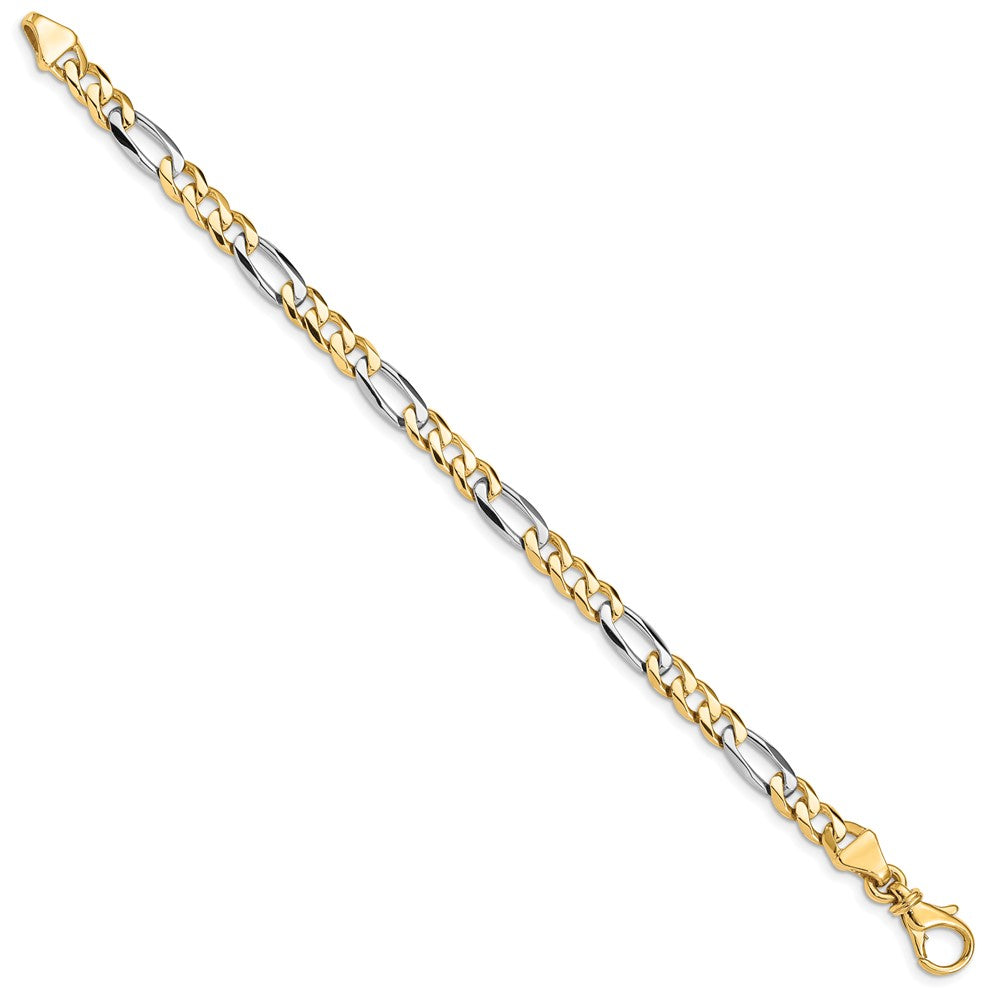 14K Two-tone Hand Polished Fancy Link with Fancy Lobster Clasp Bracelet