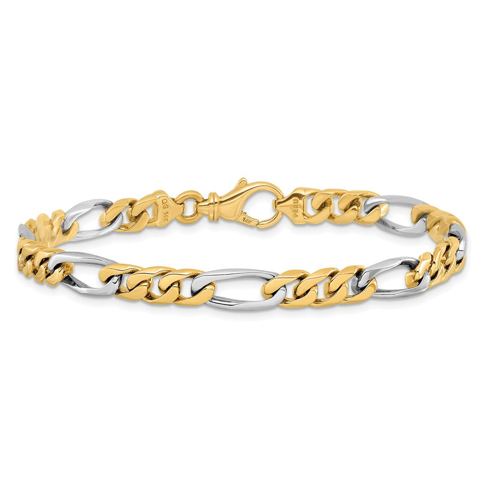 14K Two-tone Hand Polished Fancy Link with Fancy Lobster Clasp Chain