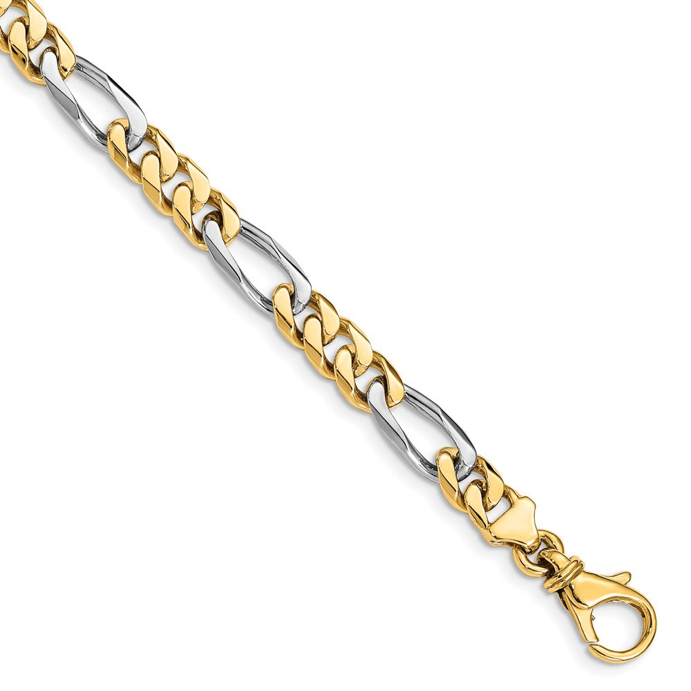 14K Two-tone 9 inch 6.1mm Hand Polished Fancy Link with Fancy Lobster Clasp Bracelet