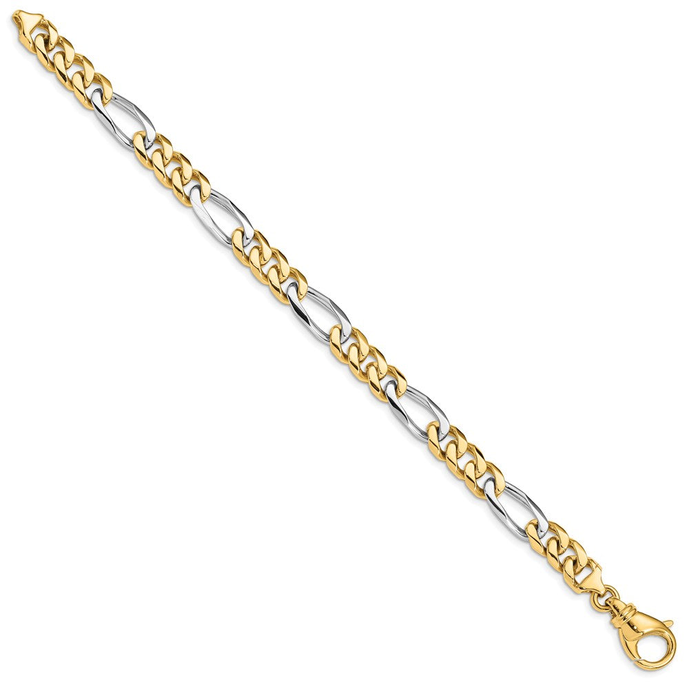 14K Two-tone Hand Polished Fancy Link with Fancy Lobster Clasp Bracelet