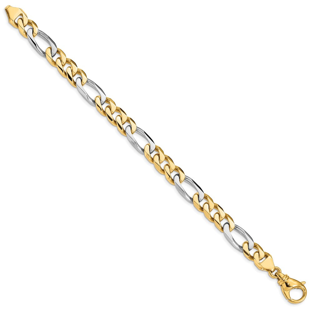 14K Two-tone Hand Polished Fancy Link with Fancy Lobster Clasp Bracelet