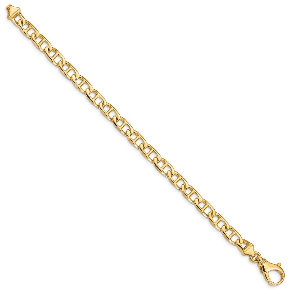 14K 7 inch 6.5mm Hand Polished Fancy Link with Fancy Lobster Clasp Bracelet