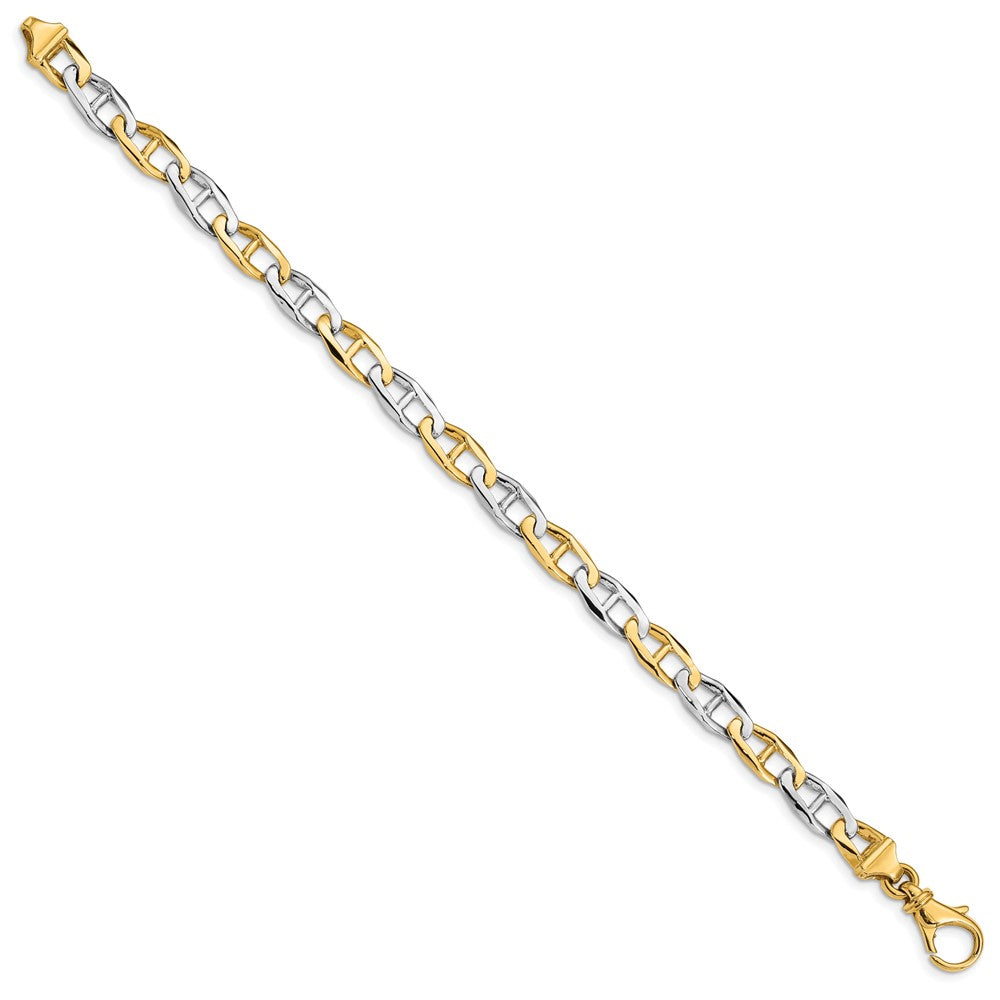 14K Two-tone Hand Polished Fancy Link with Fancy Lobster Clasp Bracelet