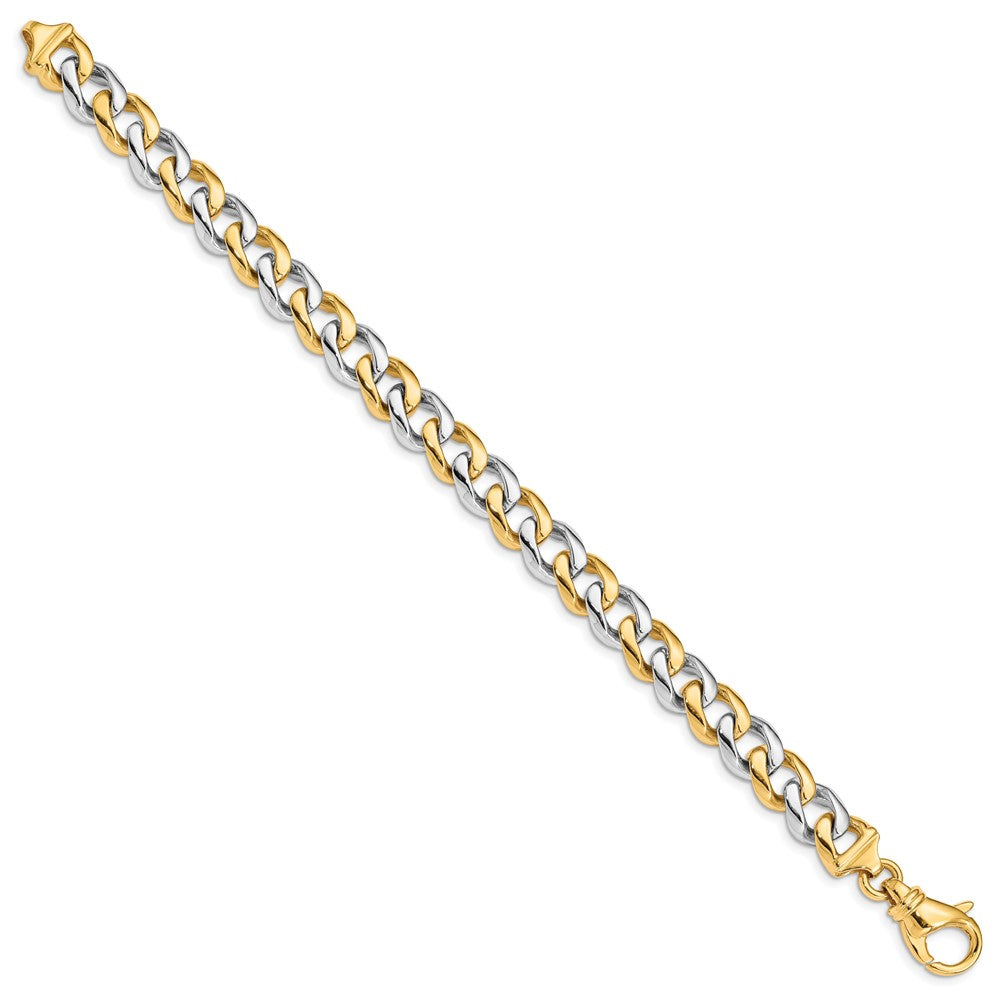 14K Two-tone Hand Polished Fancy Link with Fancy Lobster Clasp Bracelet