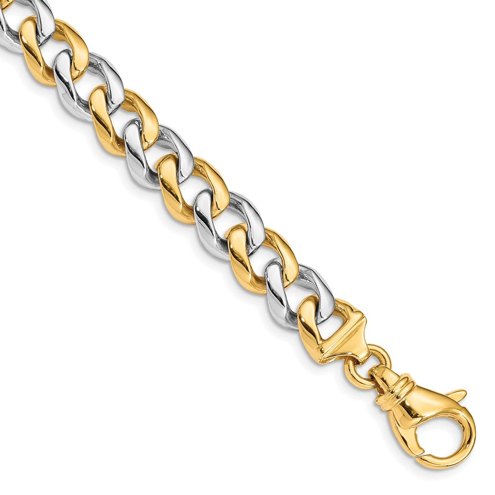 14K Two-tone 9 inch 9.3mm Hand Polished Fancy Link with Fancy Lobster Clasp Chain